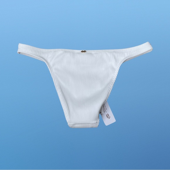 PilyQ White Pearl Ribbed Basic bikini bottom NWT - Picture 4 of 7